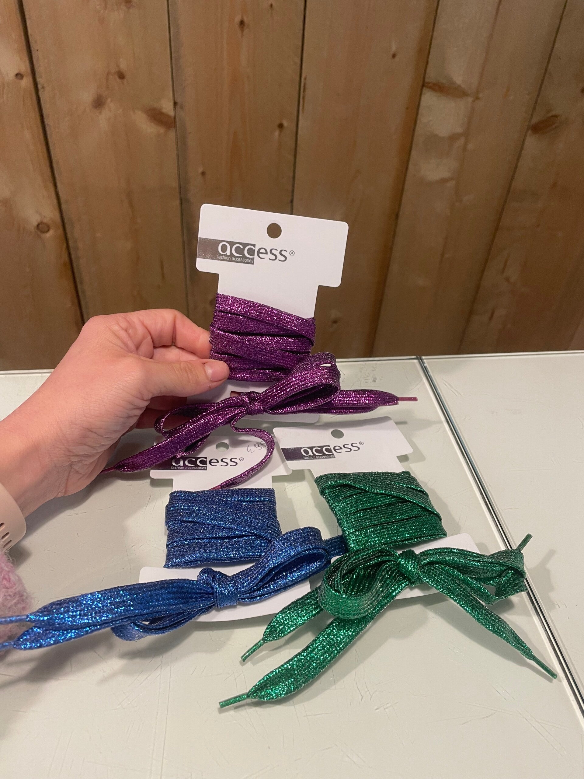 Veters paars/groen/blauw