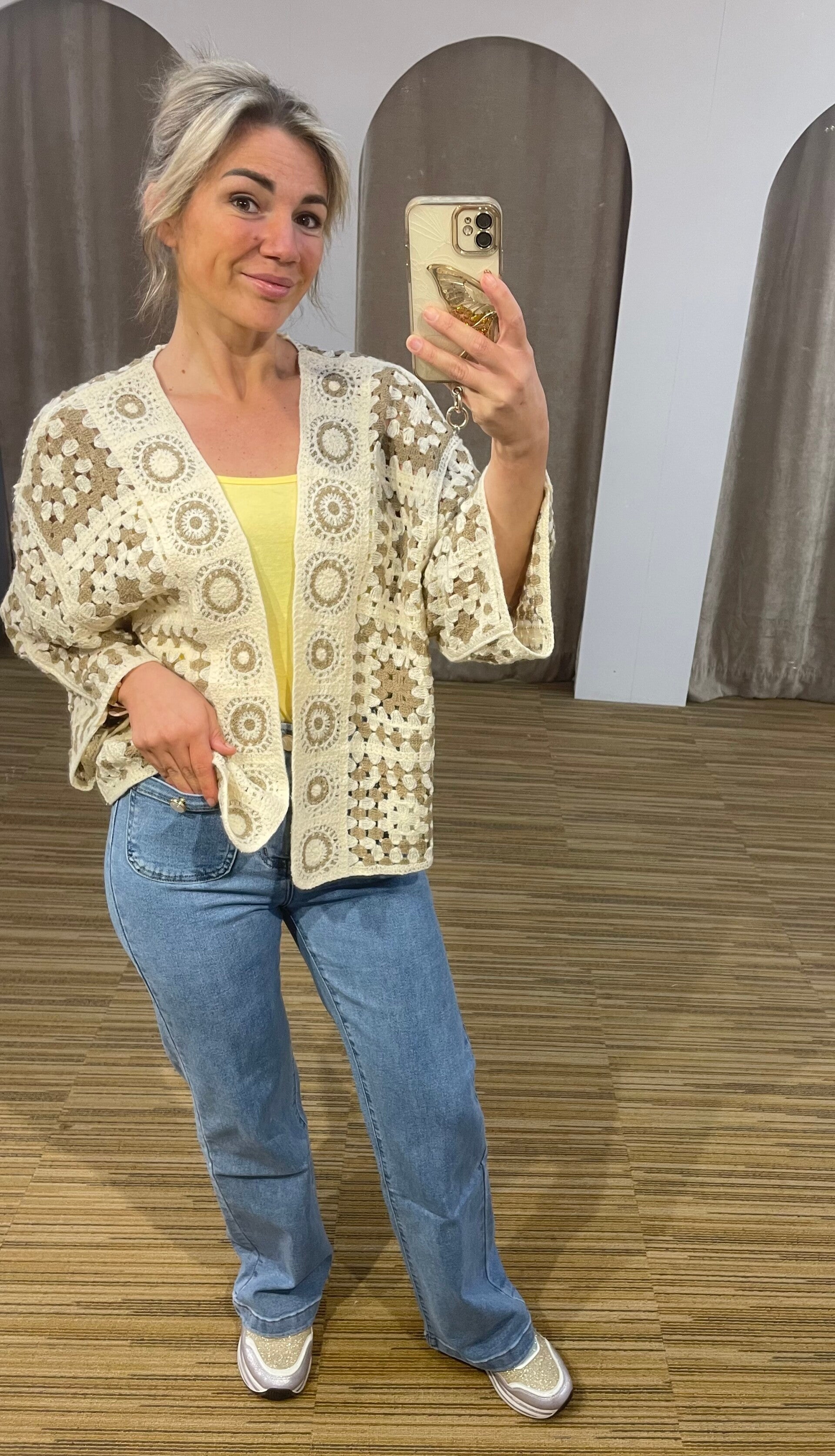 Gehaakte beige gilet
