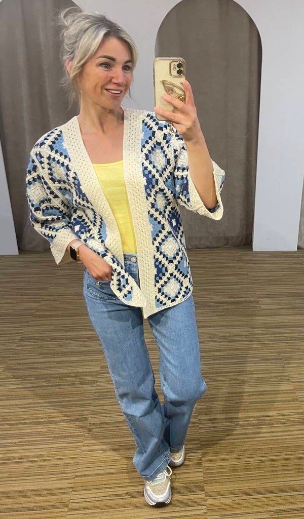 Blauw gehaakte gilet