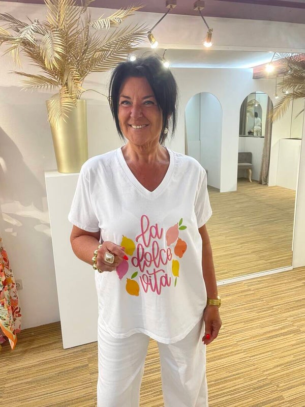 Witte V-hals Tshirt Vita