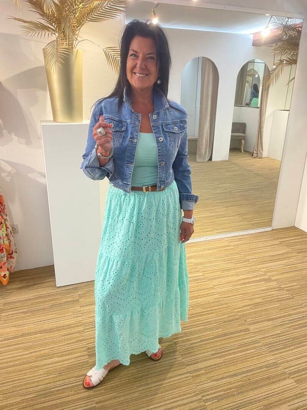 Broderie rok mint groen