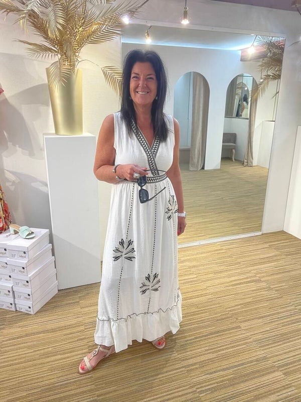 Broderie kleedje met palmboom