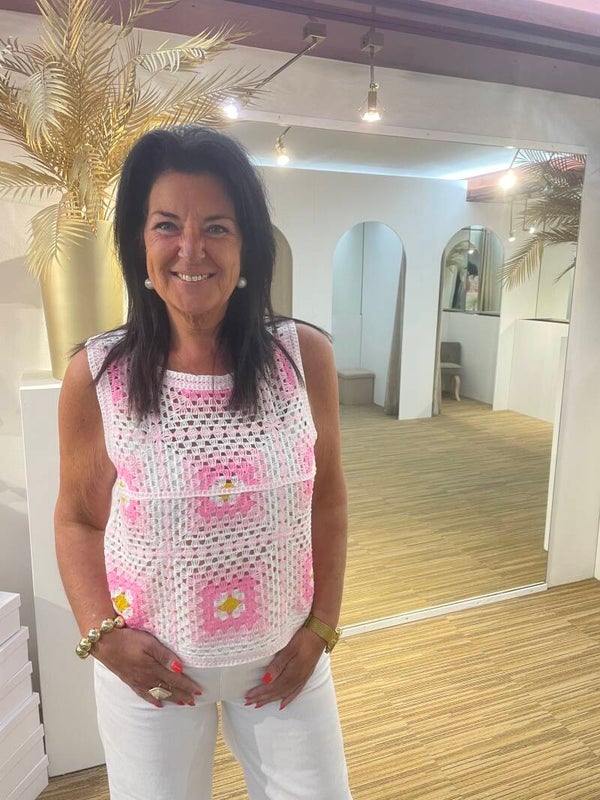 Kanten top roze