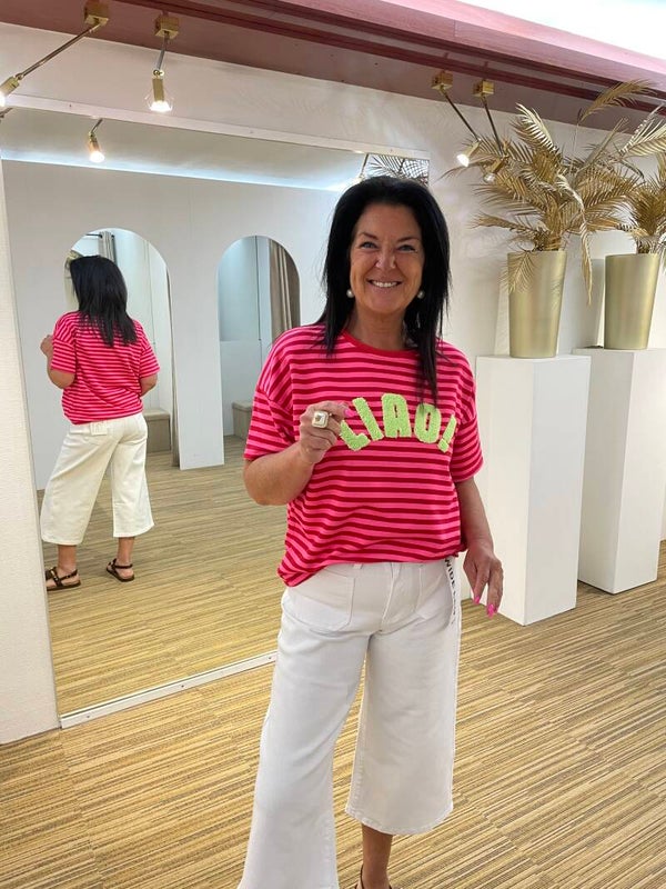 Gestreepte tshirt/sweater rood/roze