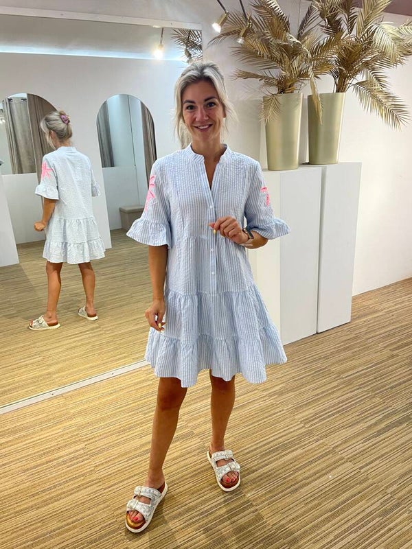 Ibiza kleedje blauw palmboom (mouw)
