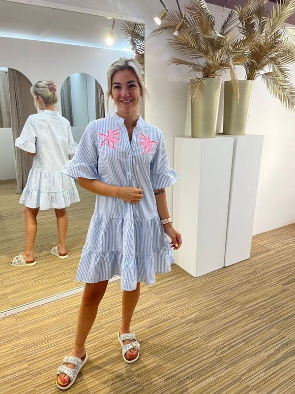 Ibiza kleedje blauw palmboom vanvoren