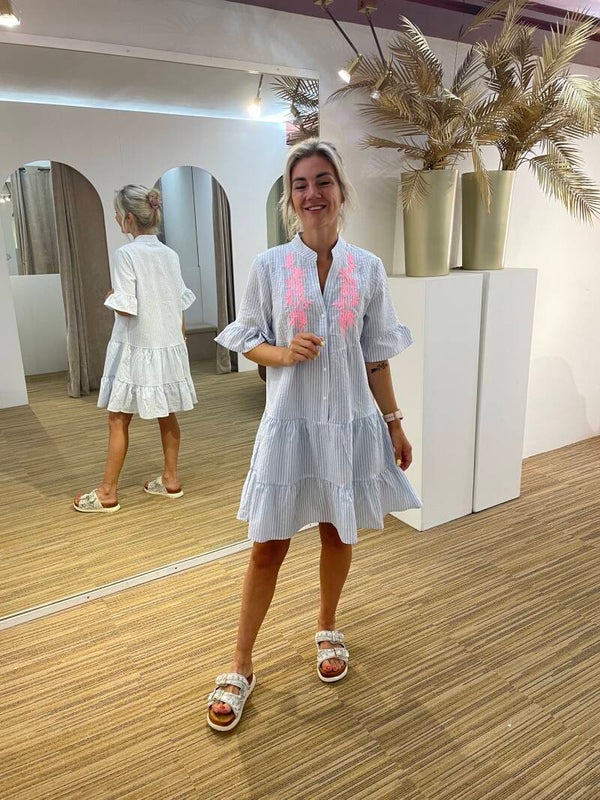 Ibiza kleedje blauw bloemetjes