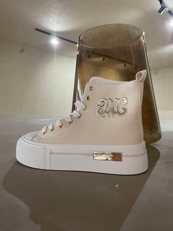 Beige hoge sneakers