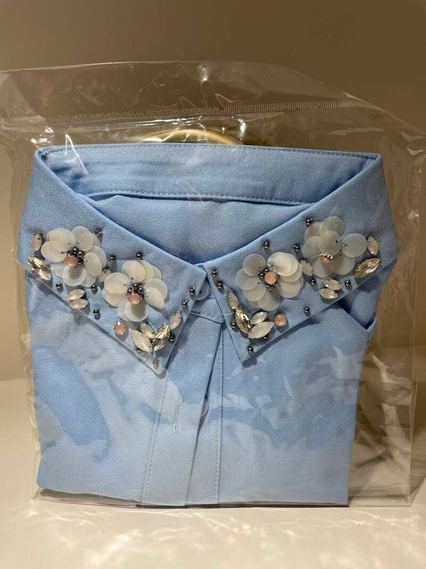 Bloeskraagje Blauw met bloemen