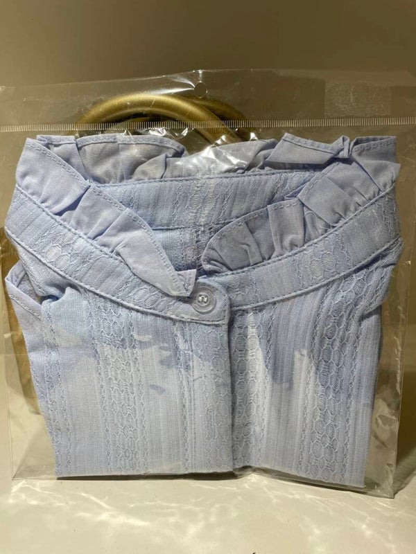 Bloeskraagje Blauw met kant