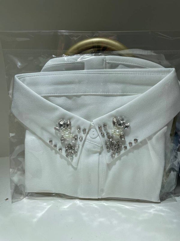 Bloeskraagje Wit met diamantjes