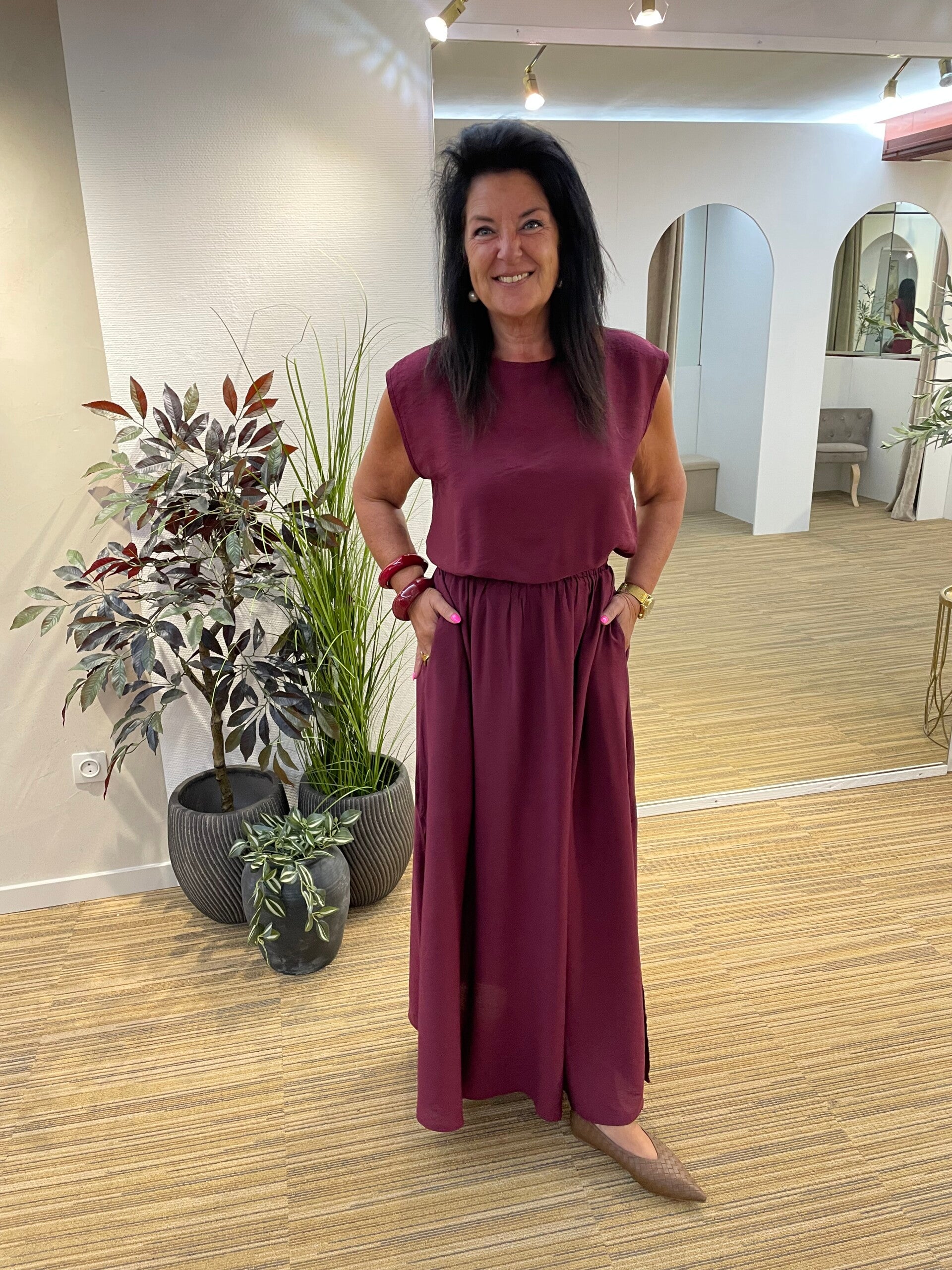Bordeaux set met rok