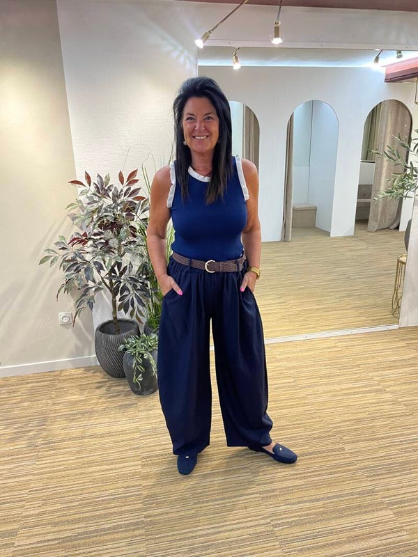 Ballon broek blauw met riem