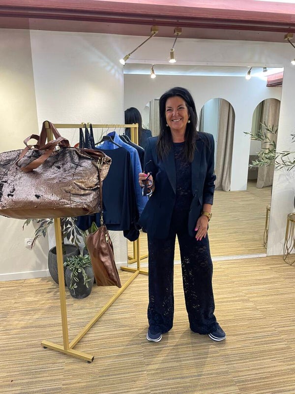 Kanten blauwe broek
