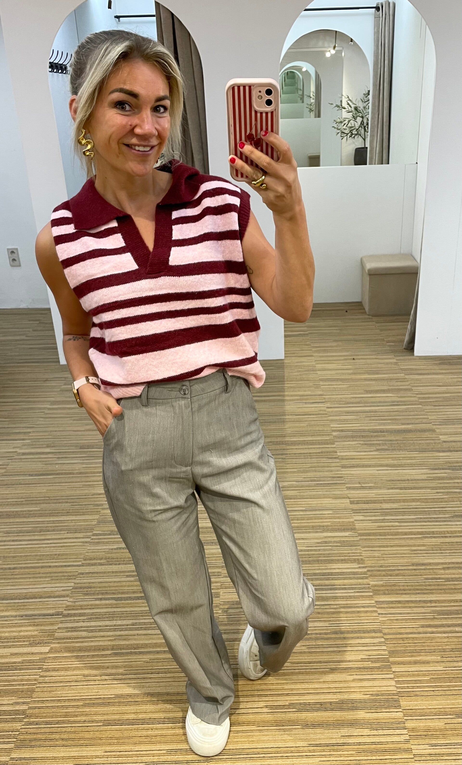 Bordeaux/Roze polo pulletje
