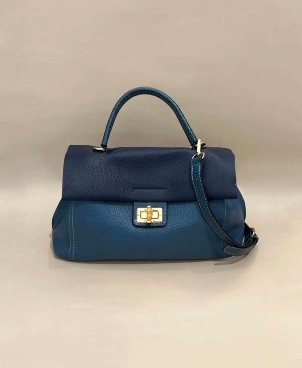 Blauwe leren tas
