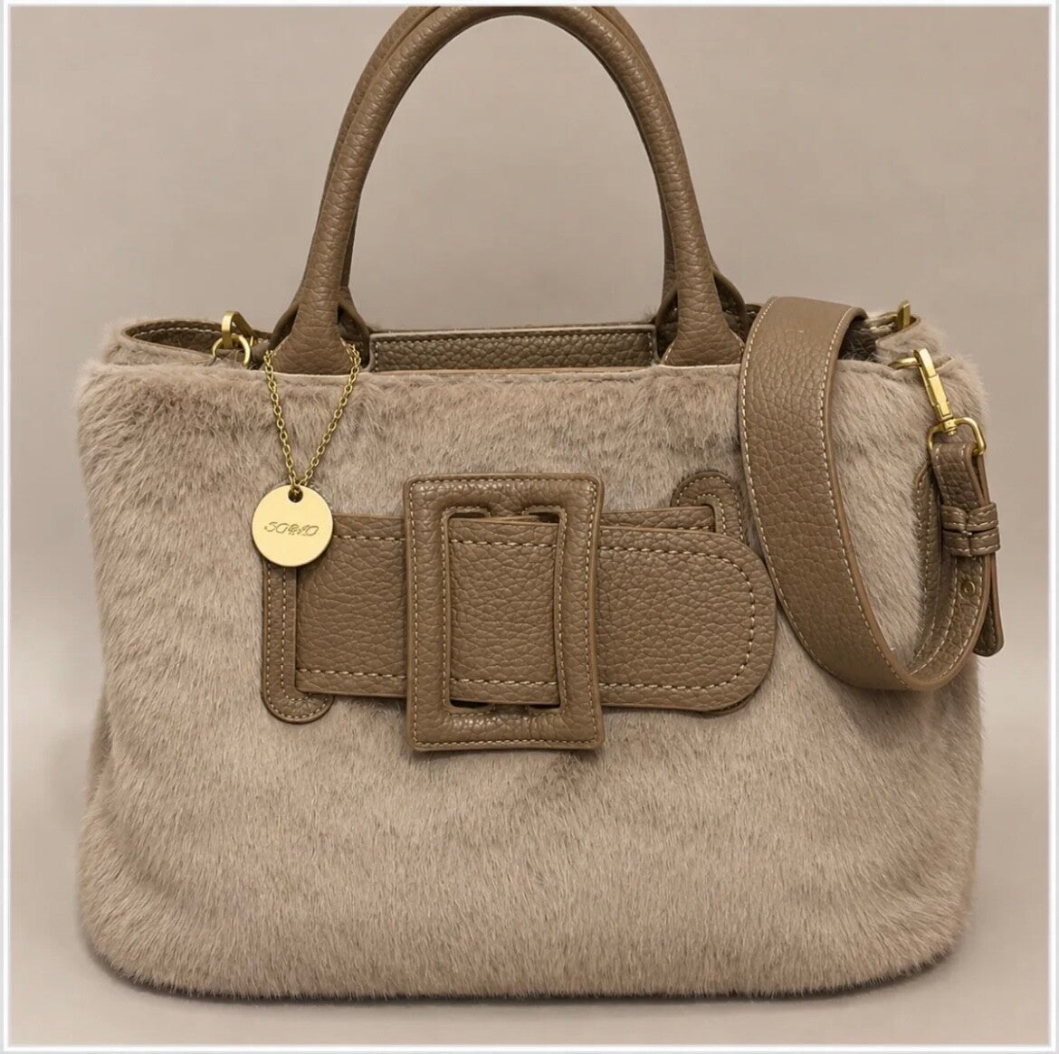 Beige Fluffy tas