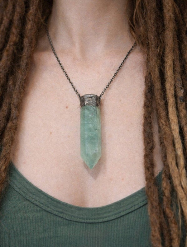 Statement Irish Green Flourite Crystal Necklace