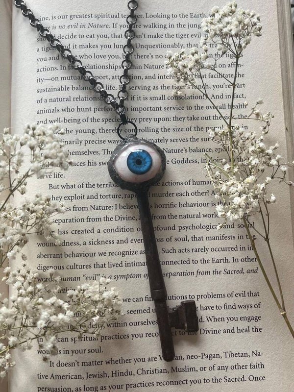 Vintage Irish Castle Key & Eye Pendant | One-of-a-Kind Gothic Necklace