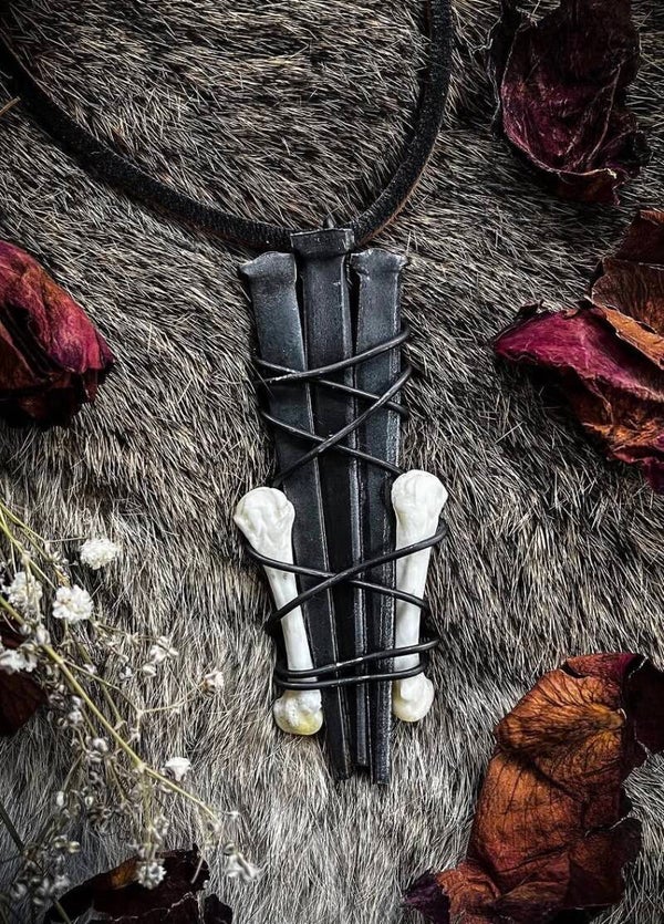 Powerful Iron Coffin Nails and Bone Talisman