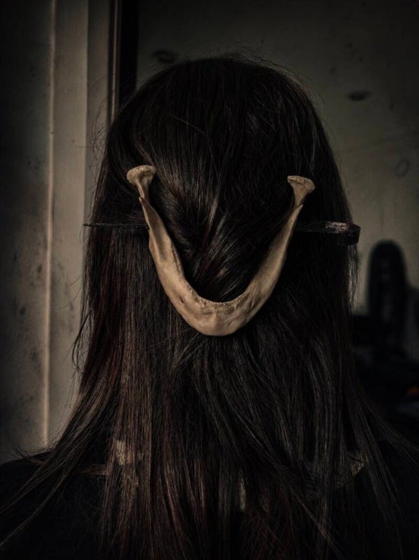 Jawbone Barrette with Forged Steel Hairpin