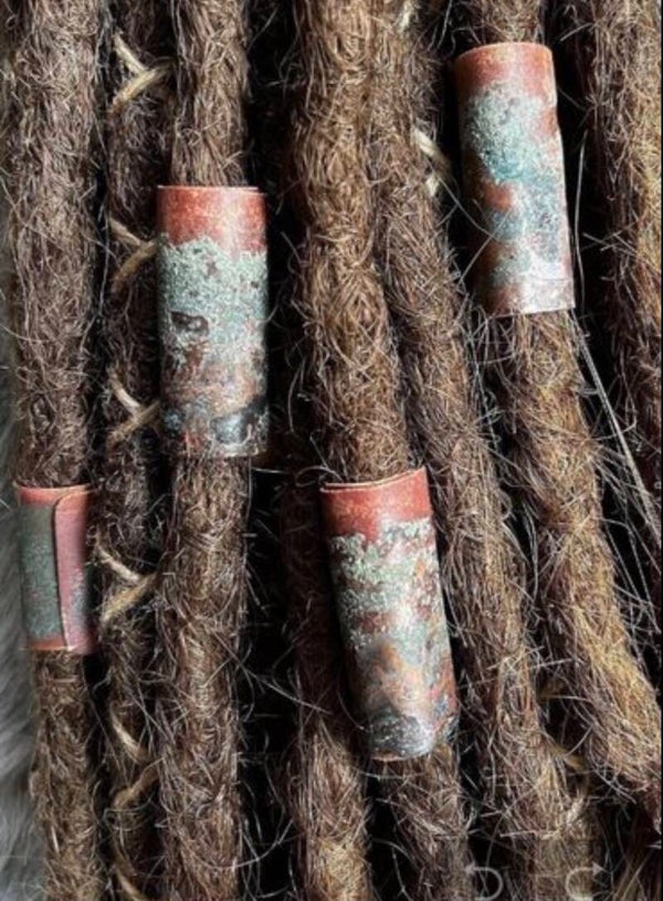 Handmade Patina Copper Dreadlock Beads | Rustic Dread Cuffs | Viking Hair Beads | Boho Dread Jewellery | Handmade in Ireland