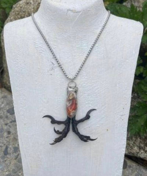 Crow Claws Soldered with the most beautiful Opal in Matrix Talisman