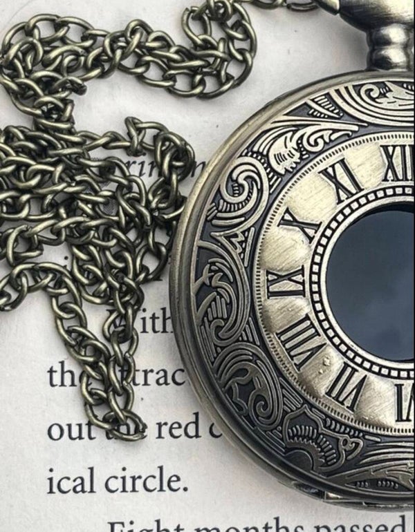 Scrying Black Mirror Glass Pocket Watch Necklace Divination Alter All Seeing Realms Witchcraft