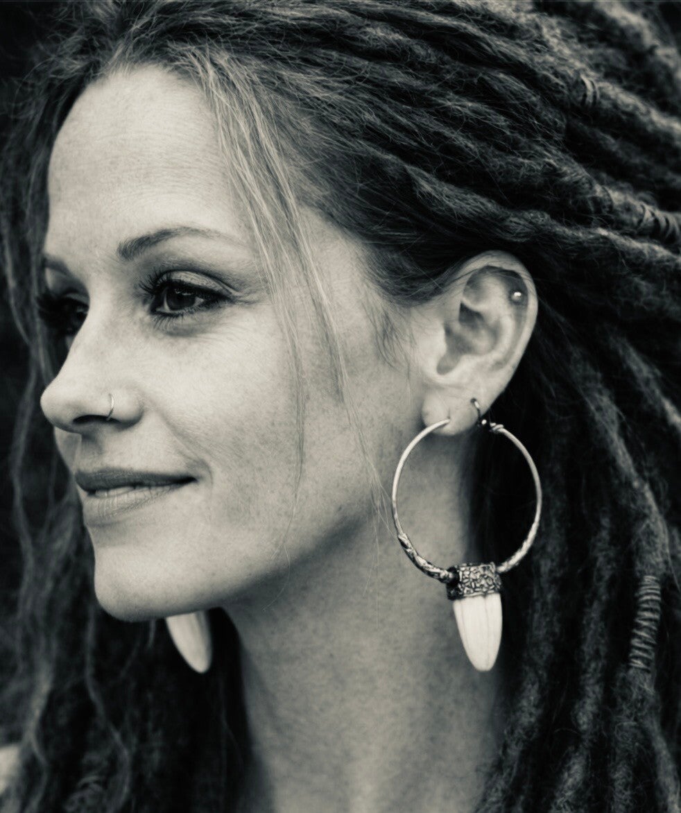 Untamed Elegance Wild Boar Tooth Hoop Earrings