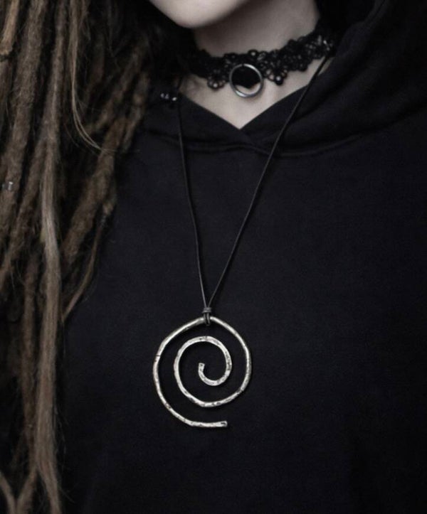 Pure Healing Solid Copper Hammered Textured Rustic Dystopian Earth Celtic Spiral Energy Necklace