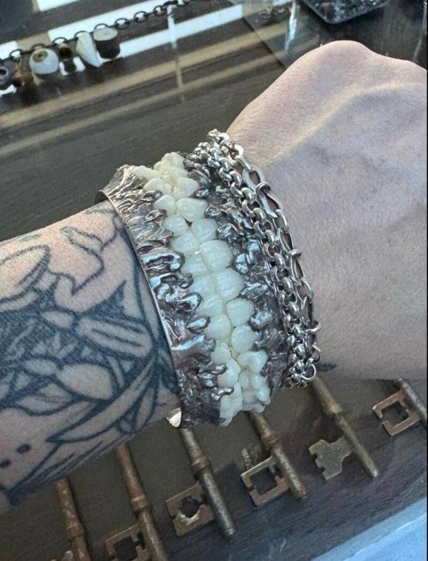 Full Set of Resin Teeth Soldered Oddity Curiosity Bangle