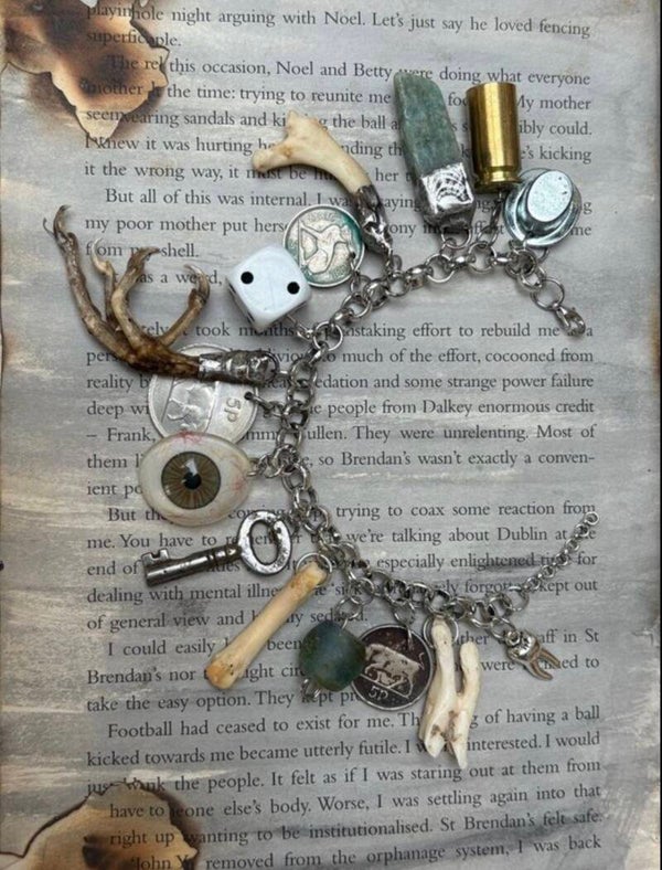 Goblins Whimsical Trinkets Bone and Tooth Soldered Charm Bracelet Charivari Wearable Art Weird Oddity