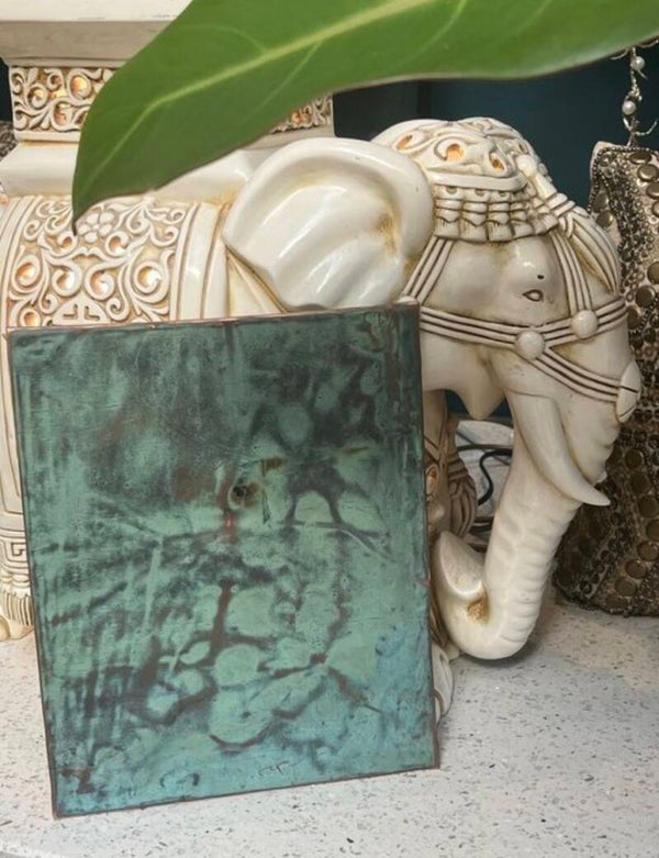Rustic Patinated Turquoise Copper Abstract Wall Art Farmhouse Decor Copper Wall Hangings Metal Wall Art