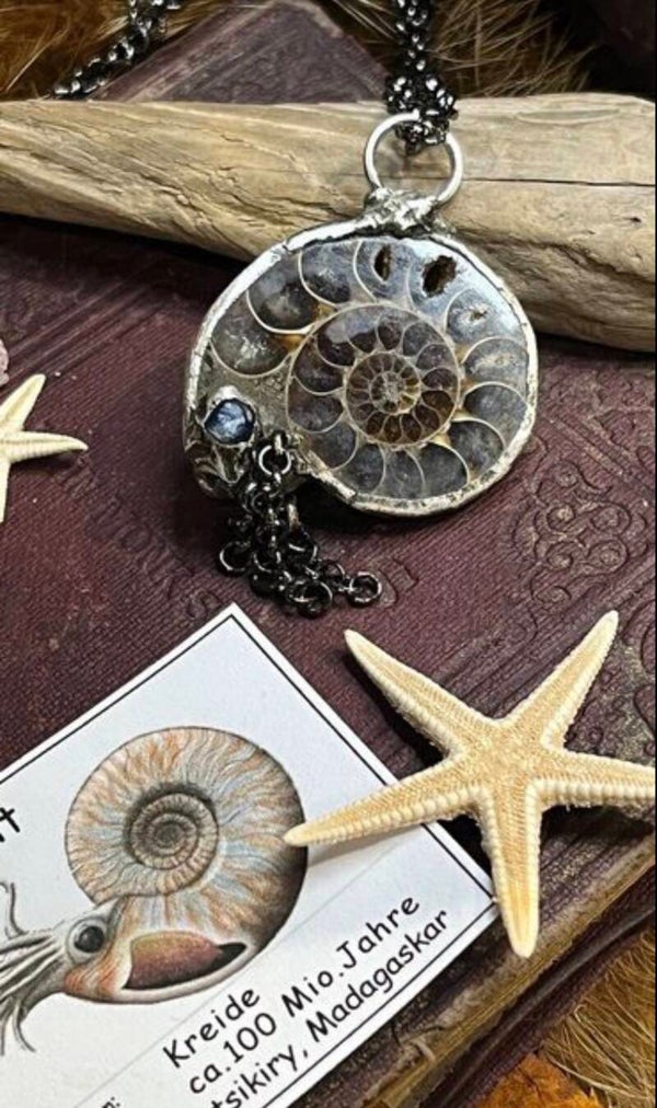 One of a Kind Ammonite Fossil Handcrafted Necklace