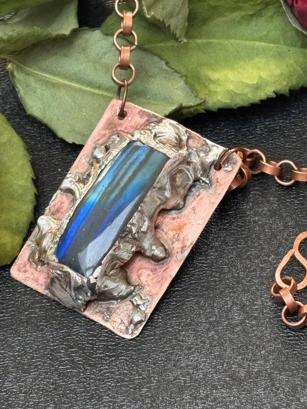 Natural Copper and Labradorite Artisan Necklace