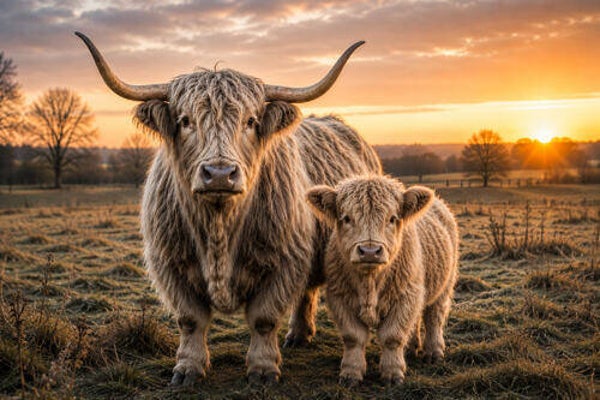 Placemat nr. 284 Hooglanders zonsondergang