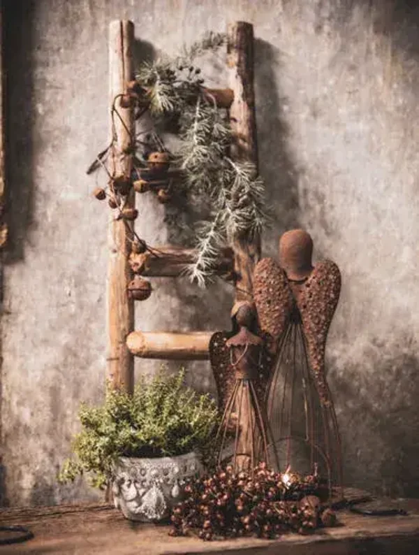 Tuinposter nr. 477 Kerst roest engel met ladder