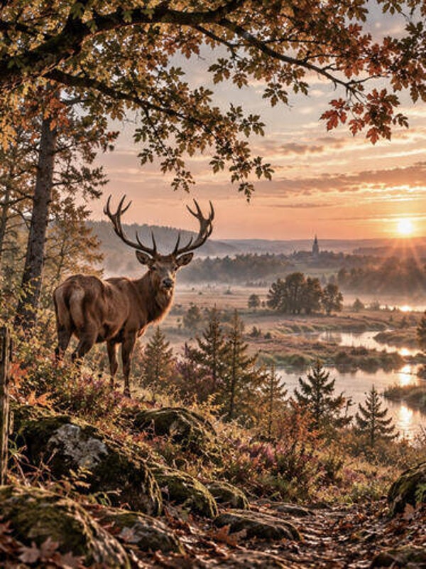 Tuinposter nr. 690 Rendier zonsopkomst