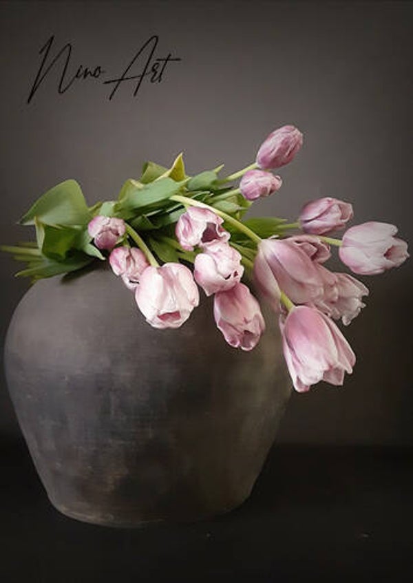 Decoboard XL roze tulpen in pot