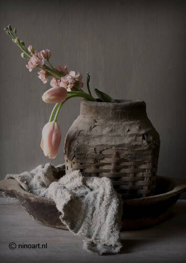 Decoboard XL leemmand met roze tulpen