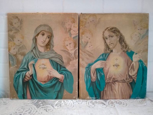 Set antieke religieuze afbeeldingen Heilig Hart 1900-1940