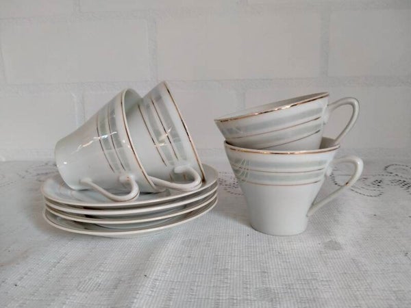 Vintage kop en schotels jaren 60, set 4 stuks