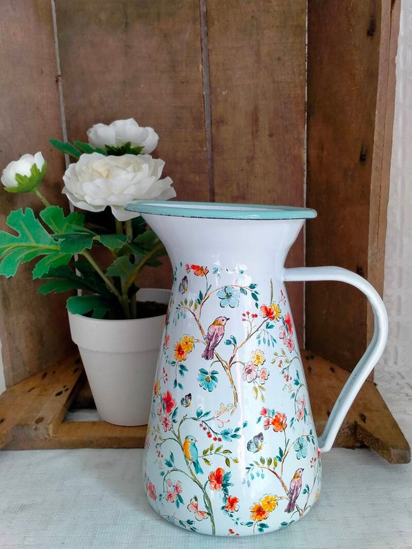 Decoratieve kan bloemen/ vogels