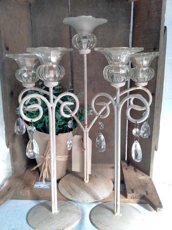 Set metalen kandelaars, 3 stuks