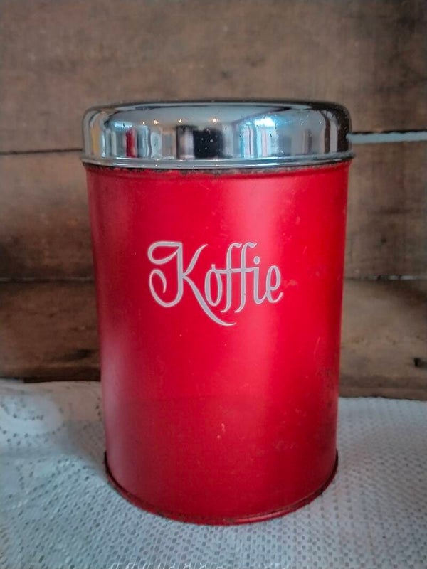 Vintage koffieblik rood Brabantia