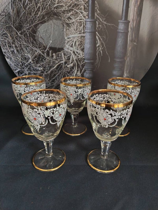 Set van 5 Italiaanse wijnglaasjes