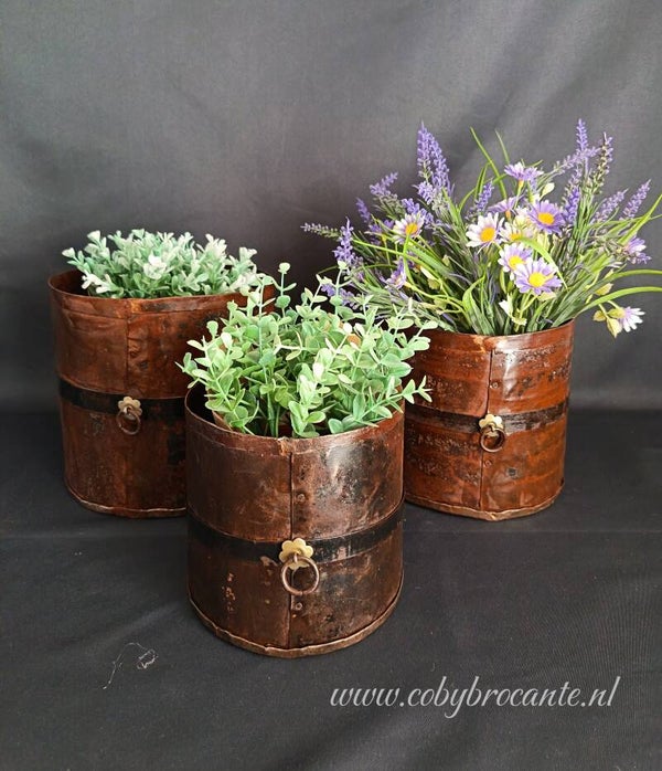 Metalen potten Loeki set 3 stuks