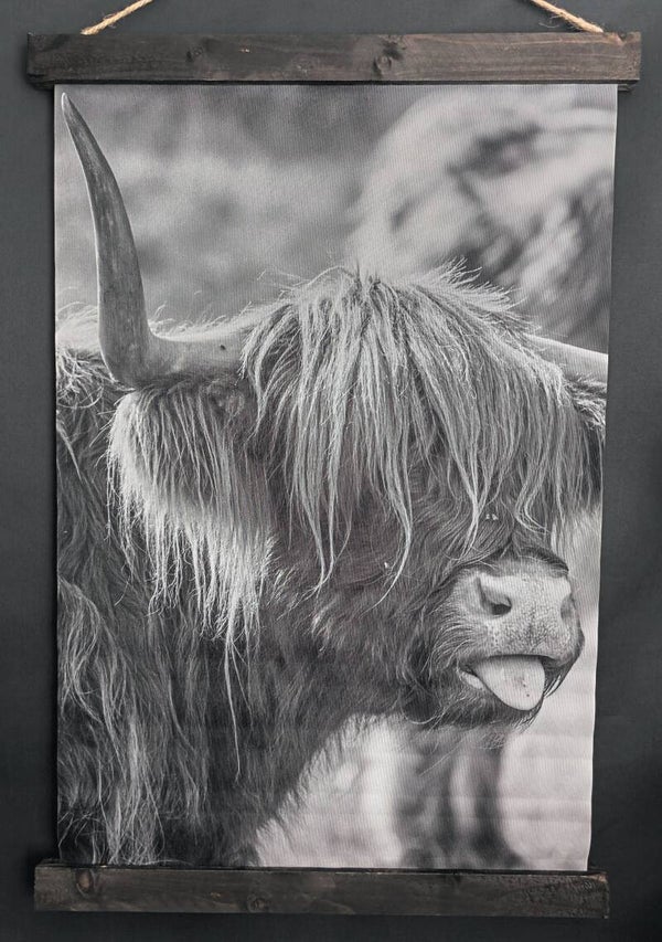 Wanddoek Hooglander zwart wit nr. 1