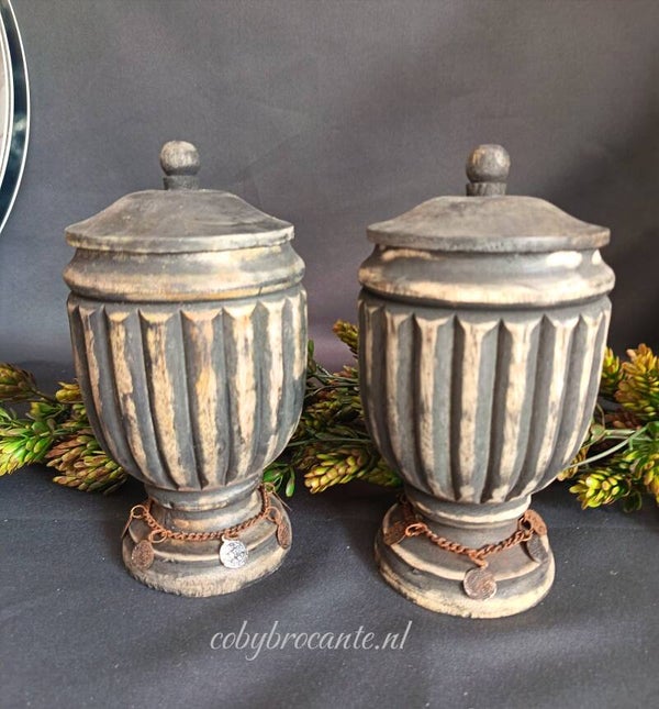 Houten pot vintage grey