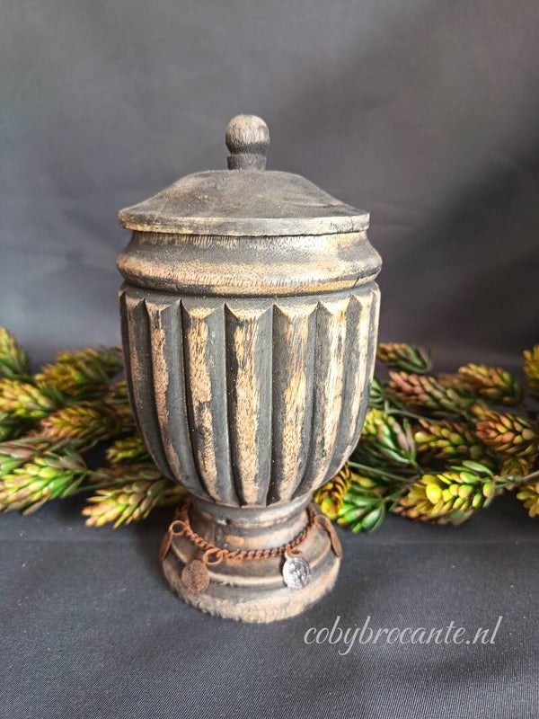 Houten pot vintage grey